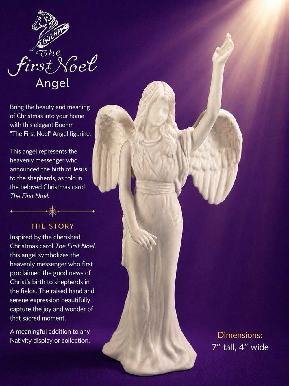 Angel Boehm The First Noel White Bisque Porcelain Christian Nativity Christmas
